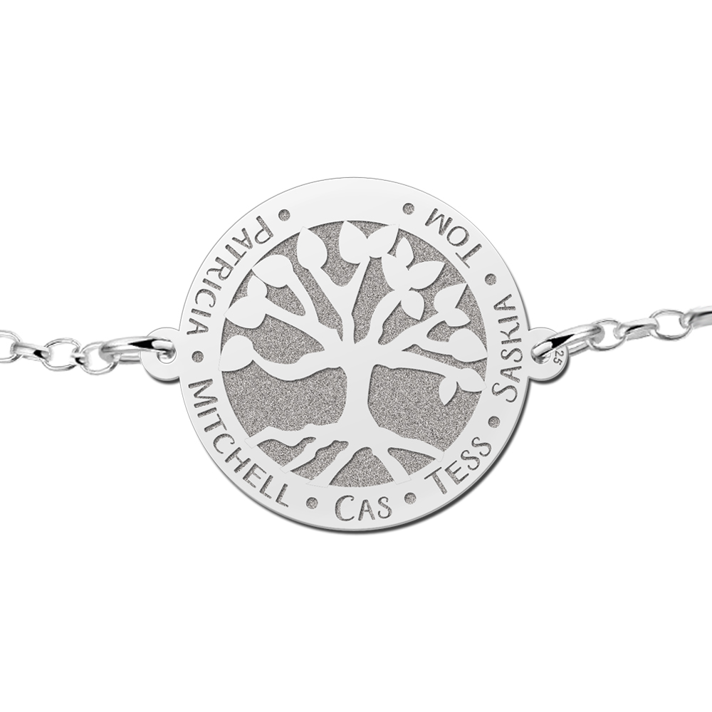 Silver bracelet with engraved tree of life