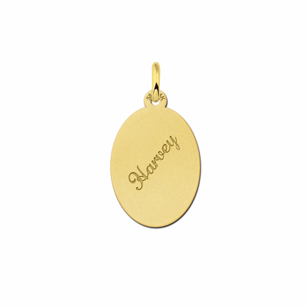 Gold Oval Necklace with Name