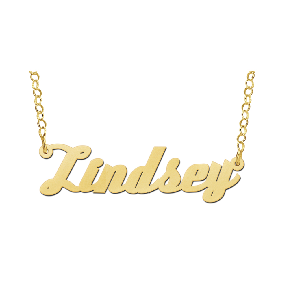 Golden Name Necklace Model Lindsey