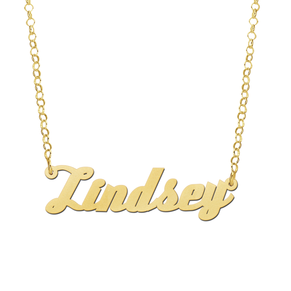 Golden Name Necklace Model Lindsey