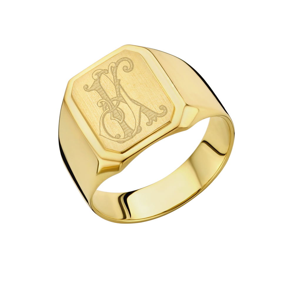 14 carat gold signet ring with monogram SQ