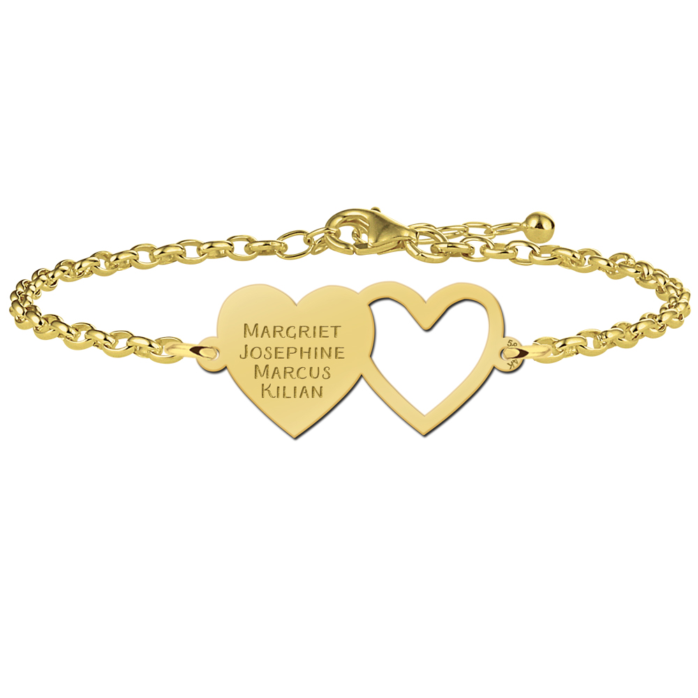 Heart bracelet gold with four names
