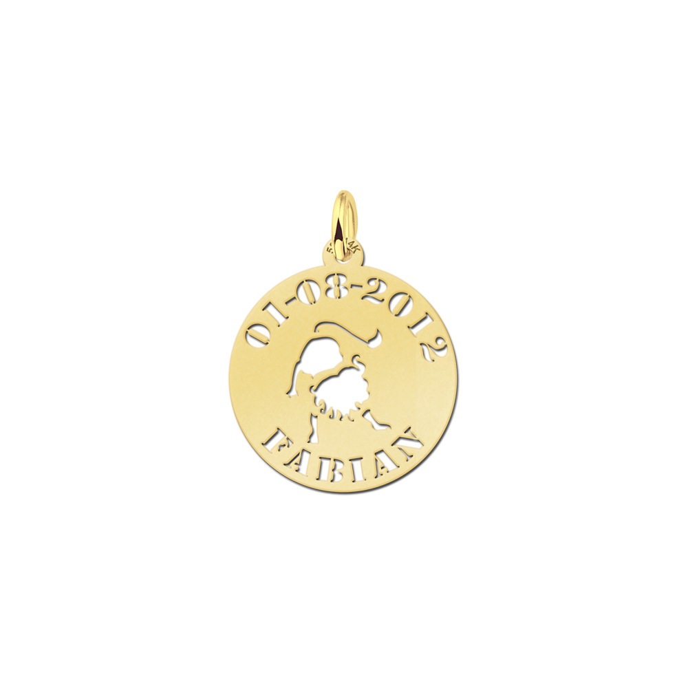 Golden Zodiac Round Namependant Leo