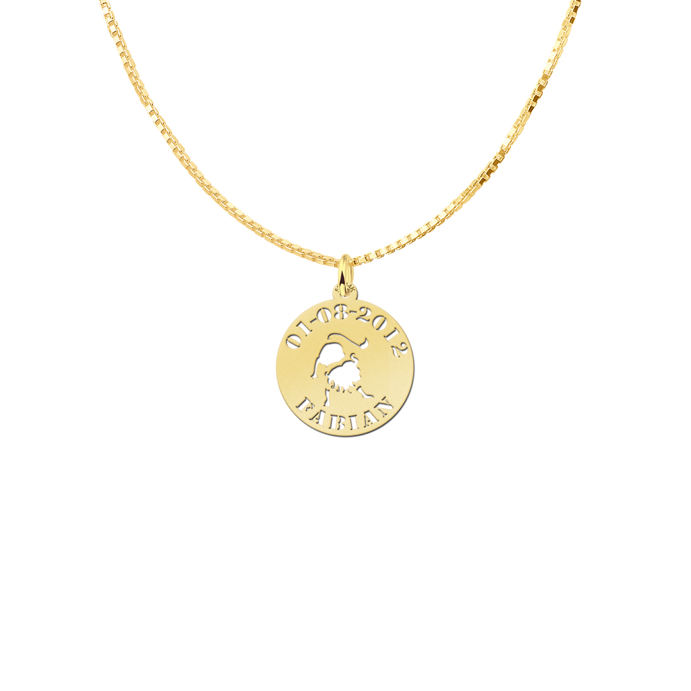 Golden Zodiac Round Namependant Leo