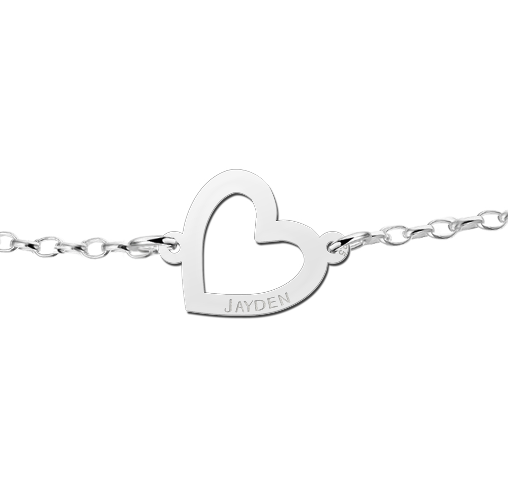 Bracelet with heart of silver