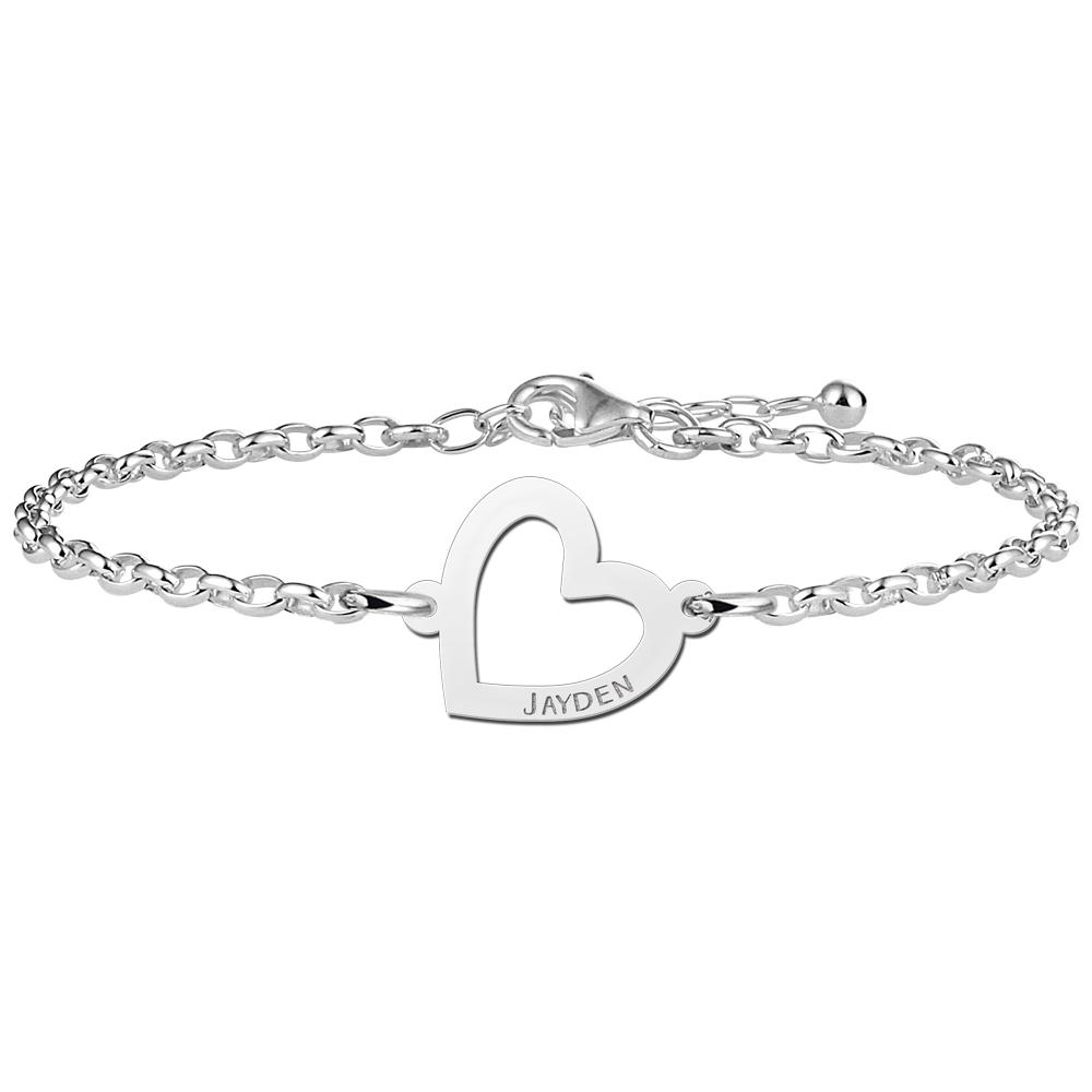 Bracelet with heart of silver