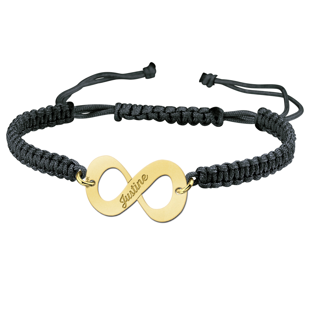 Gold Infinity Bracelet Shamballa Black
