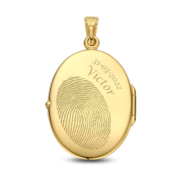 Gold oval medallion with engraving - big