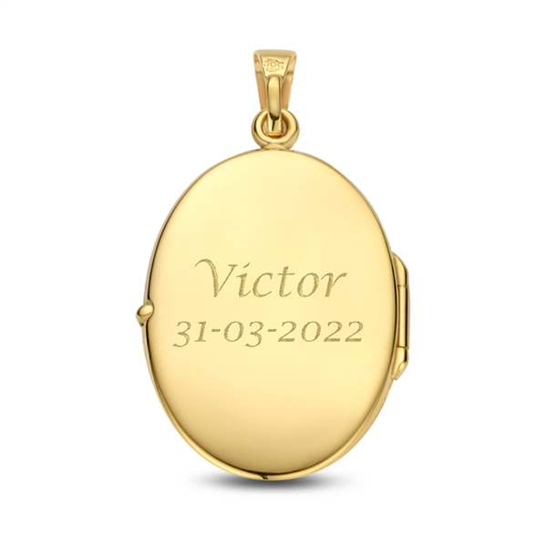 Gold oval medallion with engraving - big