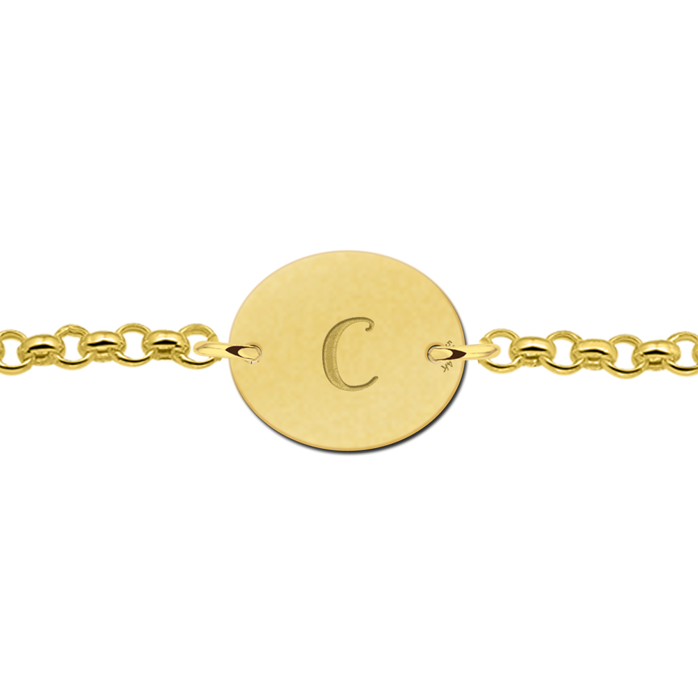 Golden initial bracelet elliptical