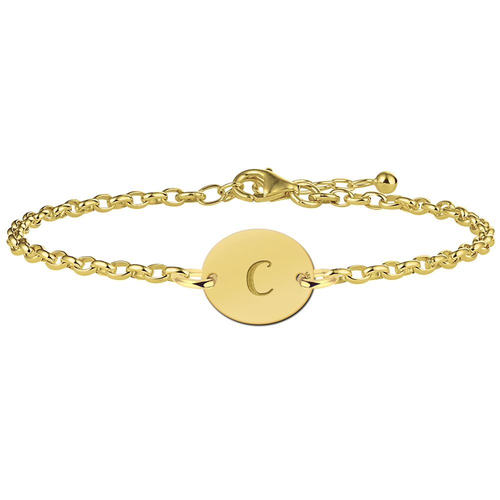 Golden initial bracelet elliptical