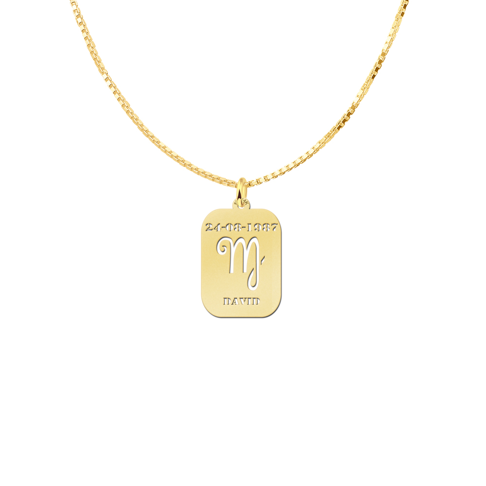 Golden Zodiac Rectangular Namependant Virgo