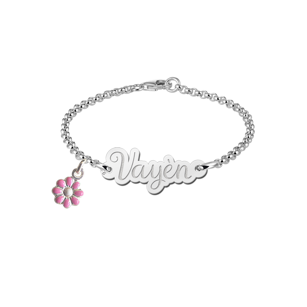 Silver baby bracelet with name