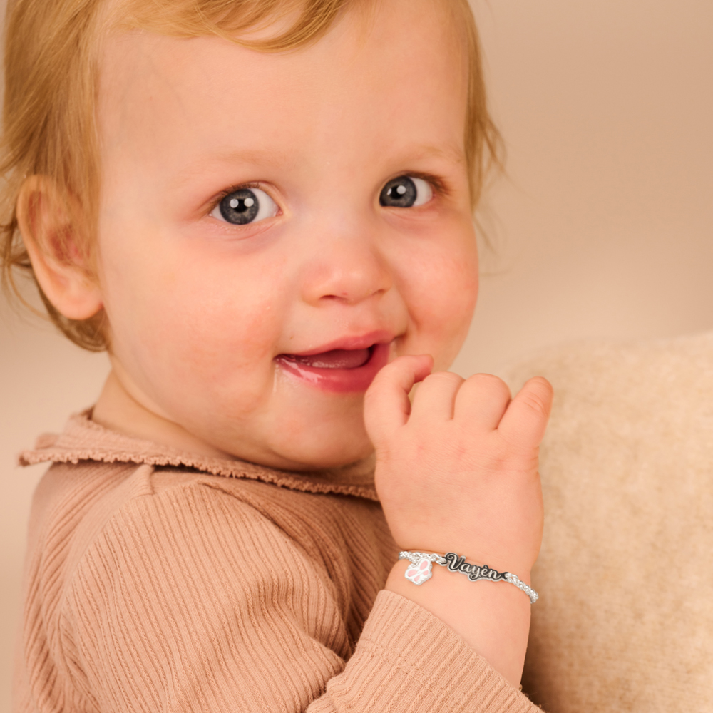 Silver baby bracelet with name