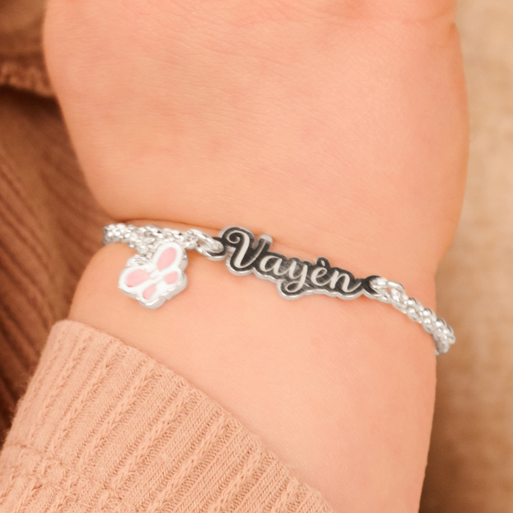Silver baby bracelet with name