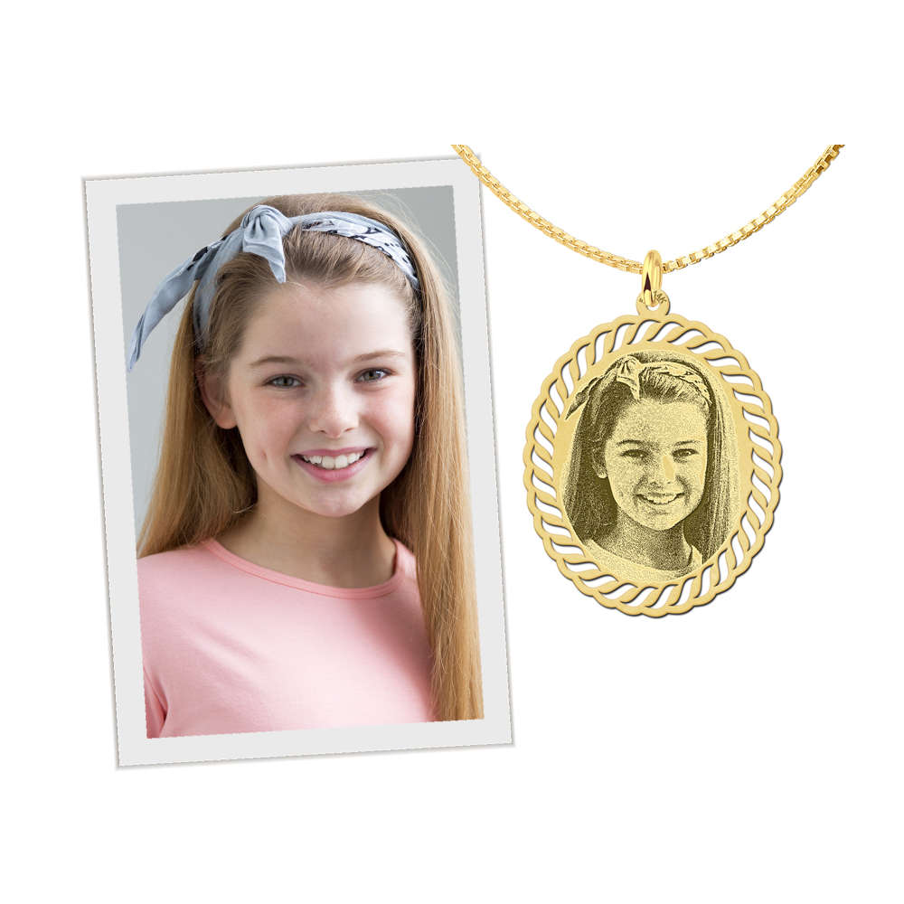 Photo charm with engraving gold