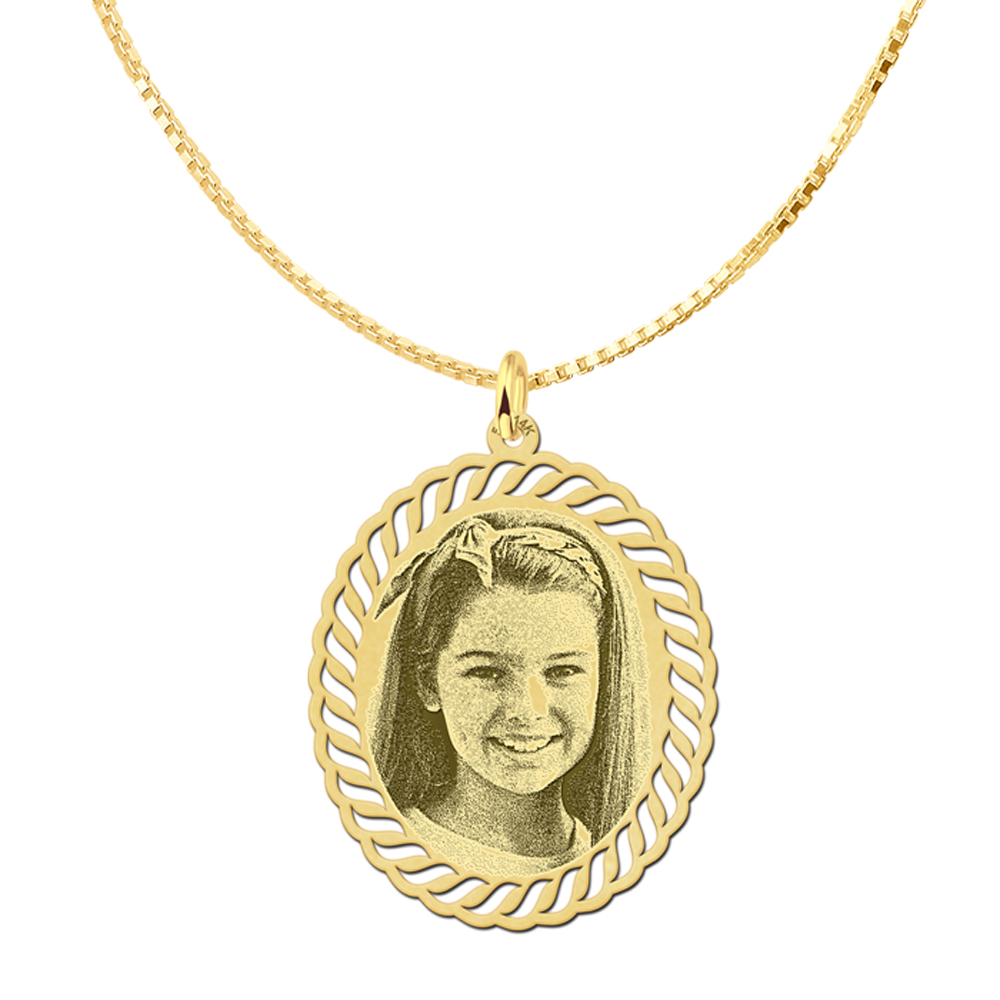 Photo charm with engraving gold