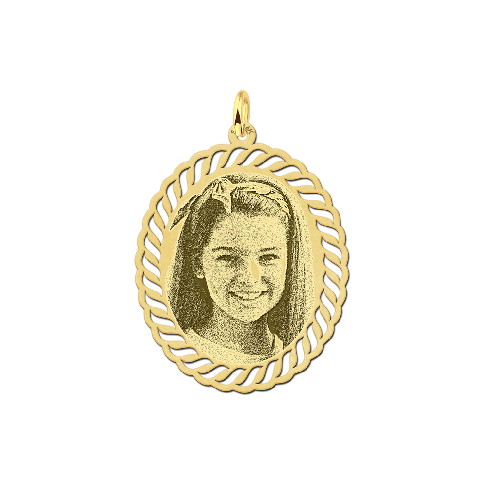 Photo charm with engraving gold