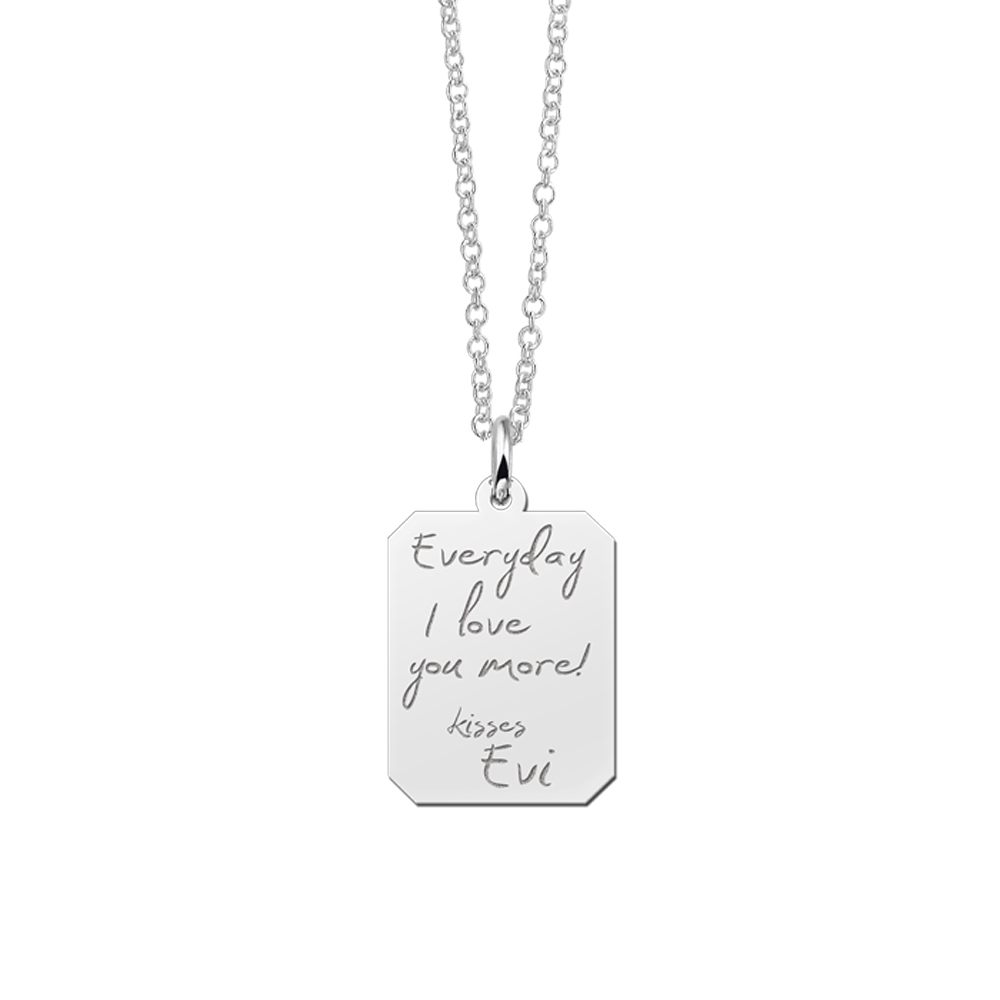 Silver Engraved Pendant with Text