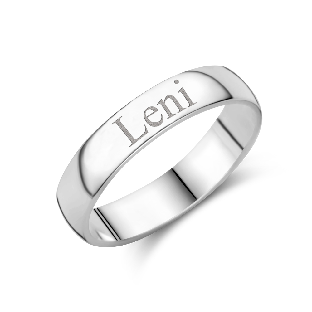 Silver personalised ring rounded 4mm