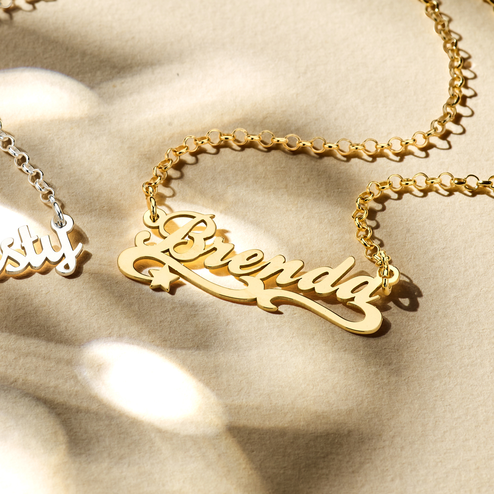 Gold Kids Name Necklace, Model Brenda