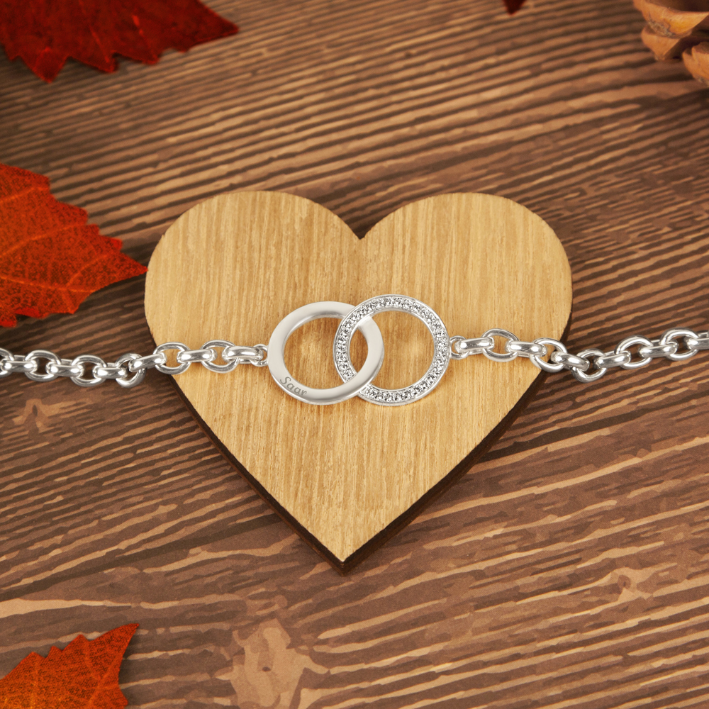 Zirconia circle bracelet with engraving