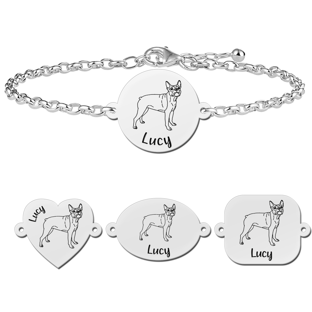 Silver dog bracelet Boston Terrier
