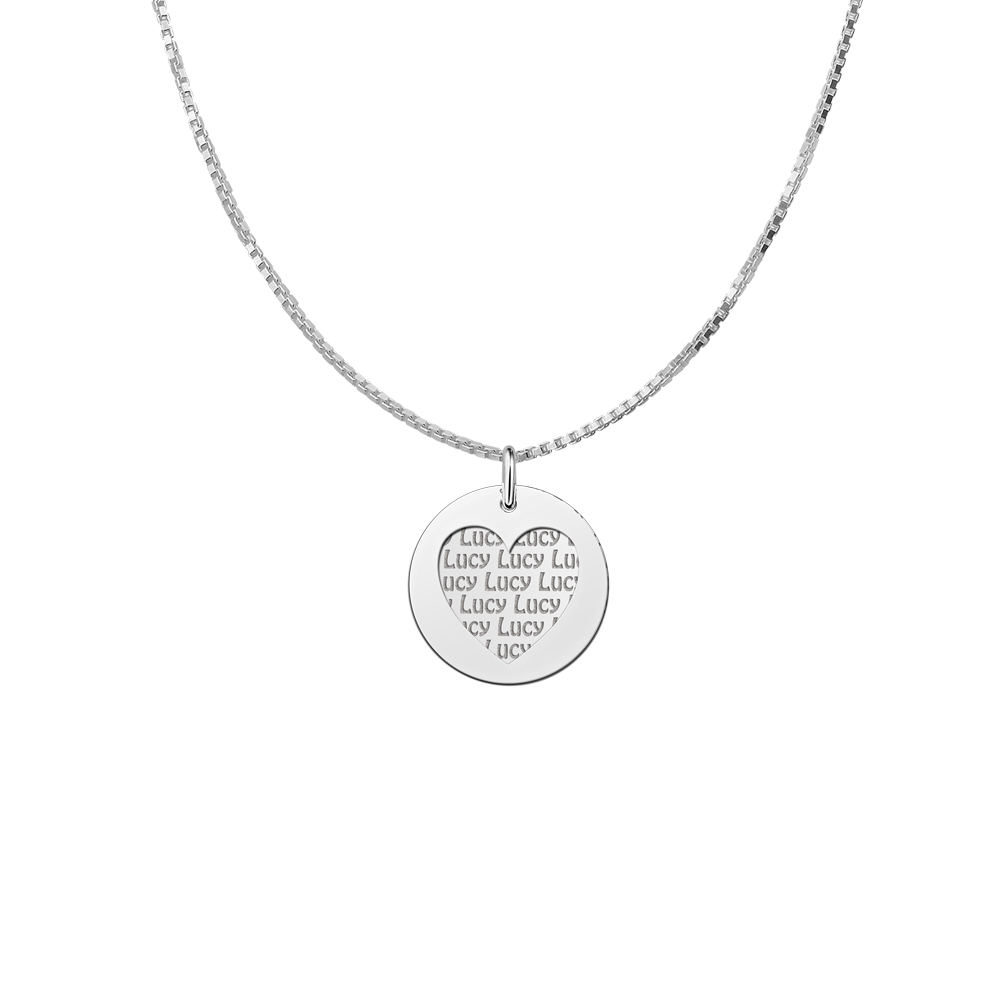 Silver namependant 2-pieces round heart