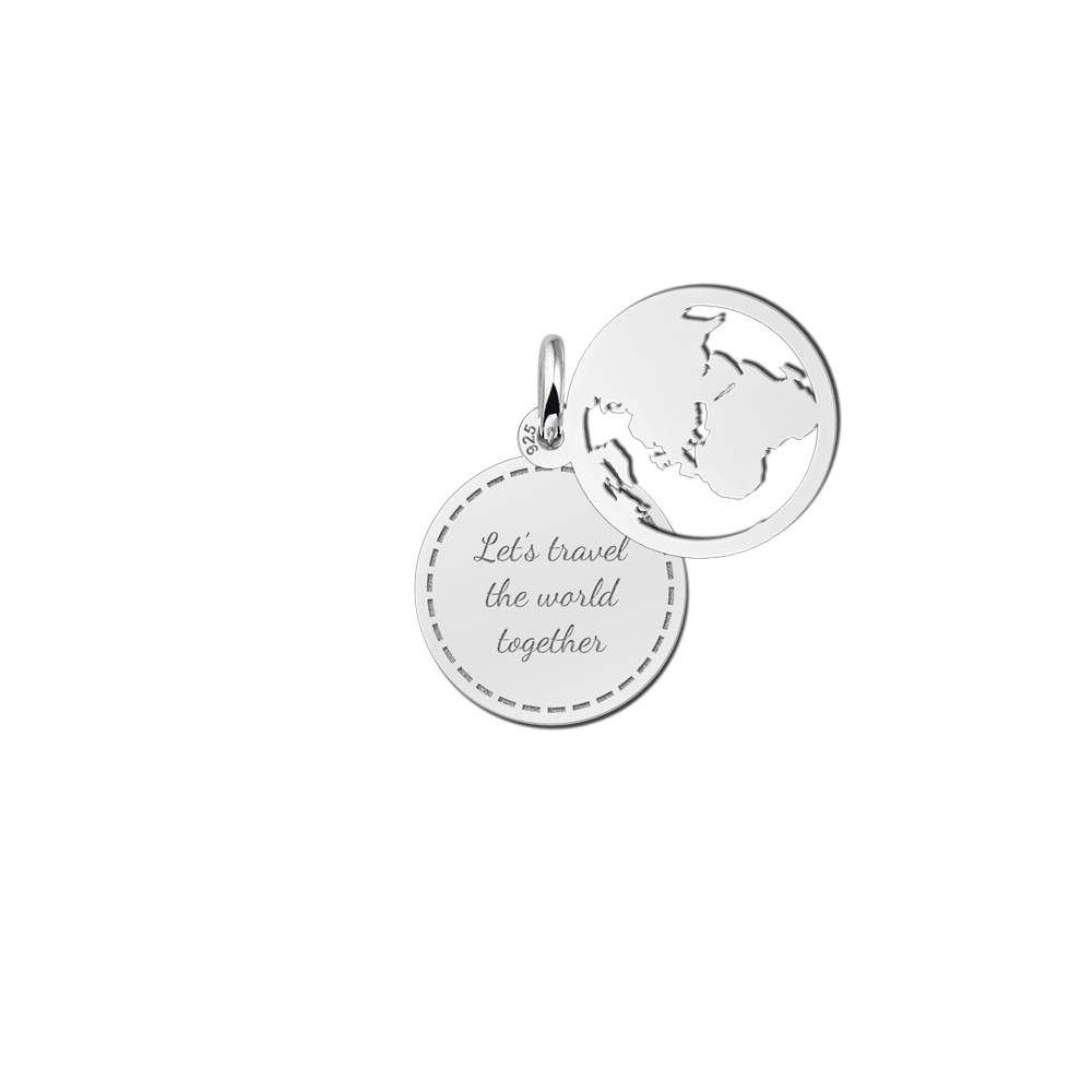 Silver minimalist globe pendant with text