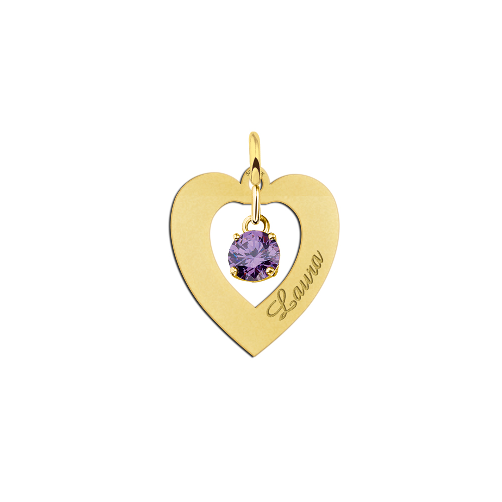 Golden pendant heart cubic zirconia