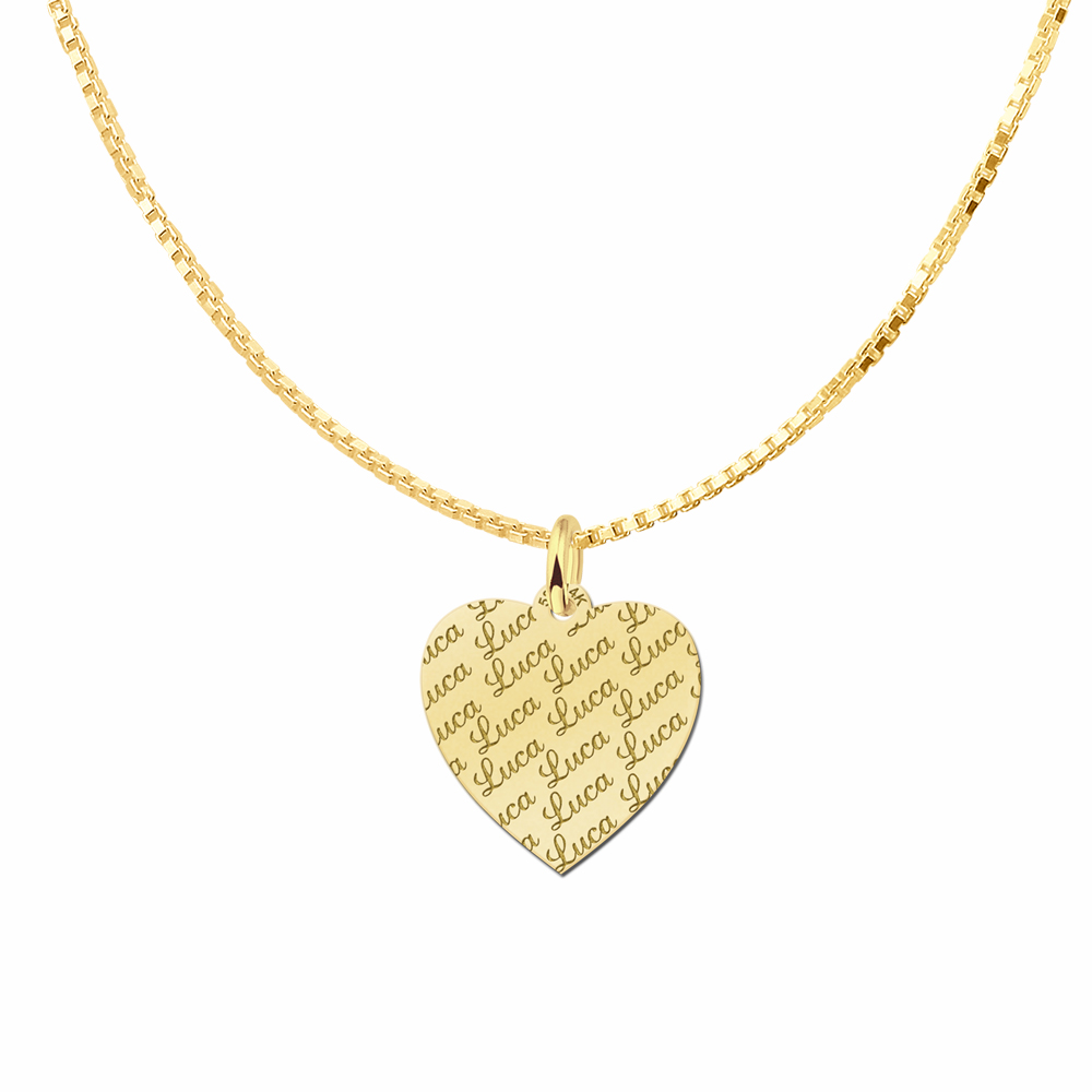 Gold Engraved Heart Necklace