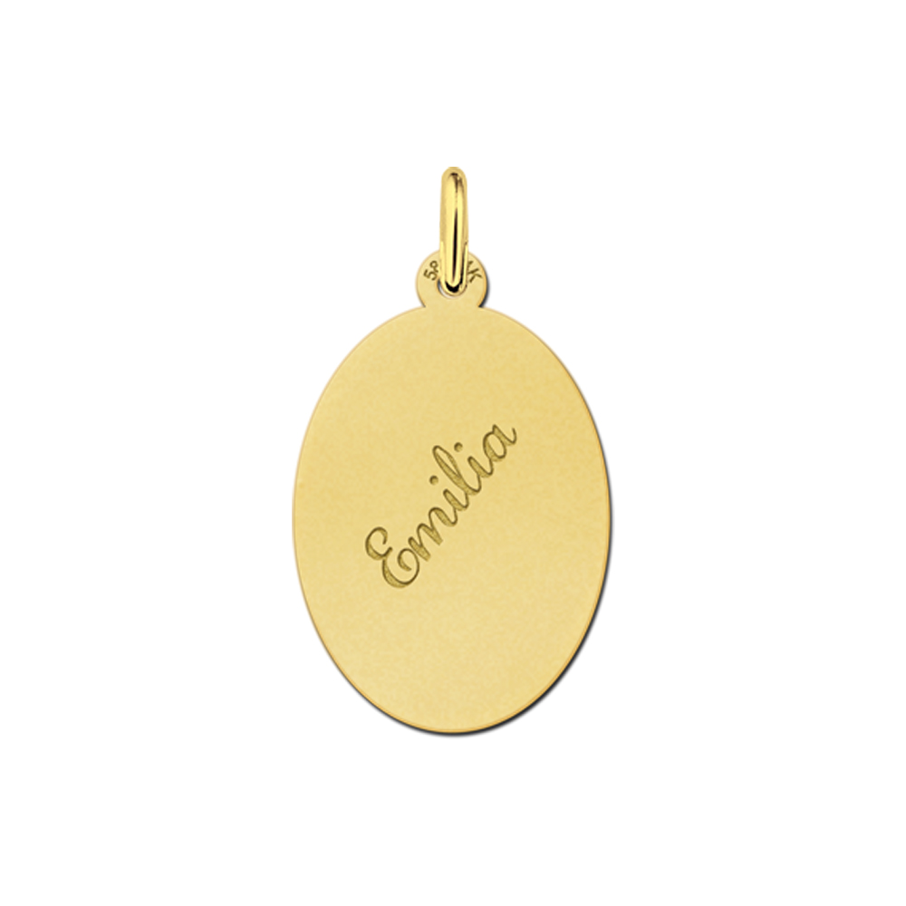 Gold Oval Necklace with Name Large