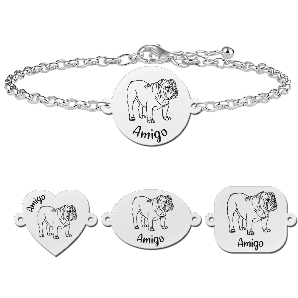 Silver dog bracelet English Bulldog