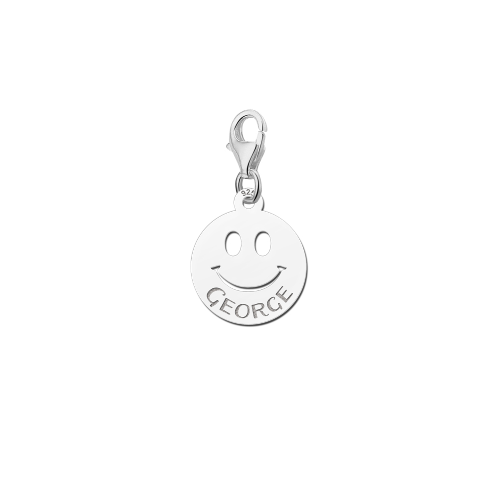 Silver charm Smiley with name