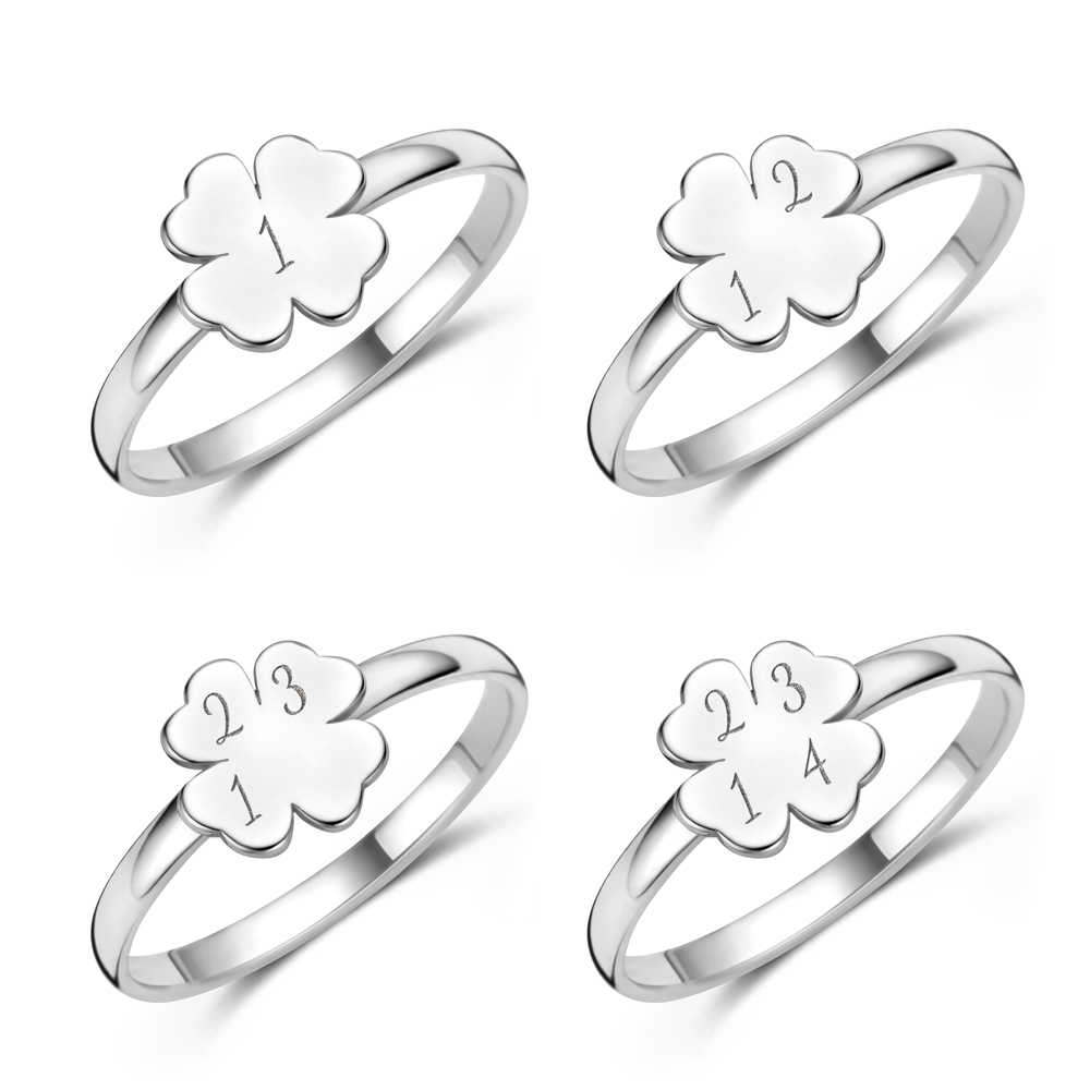 Silver clover ring with initials