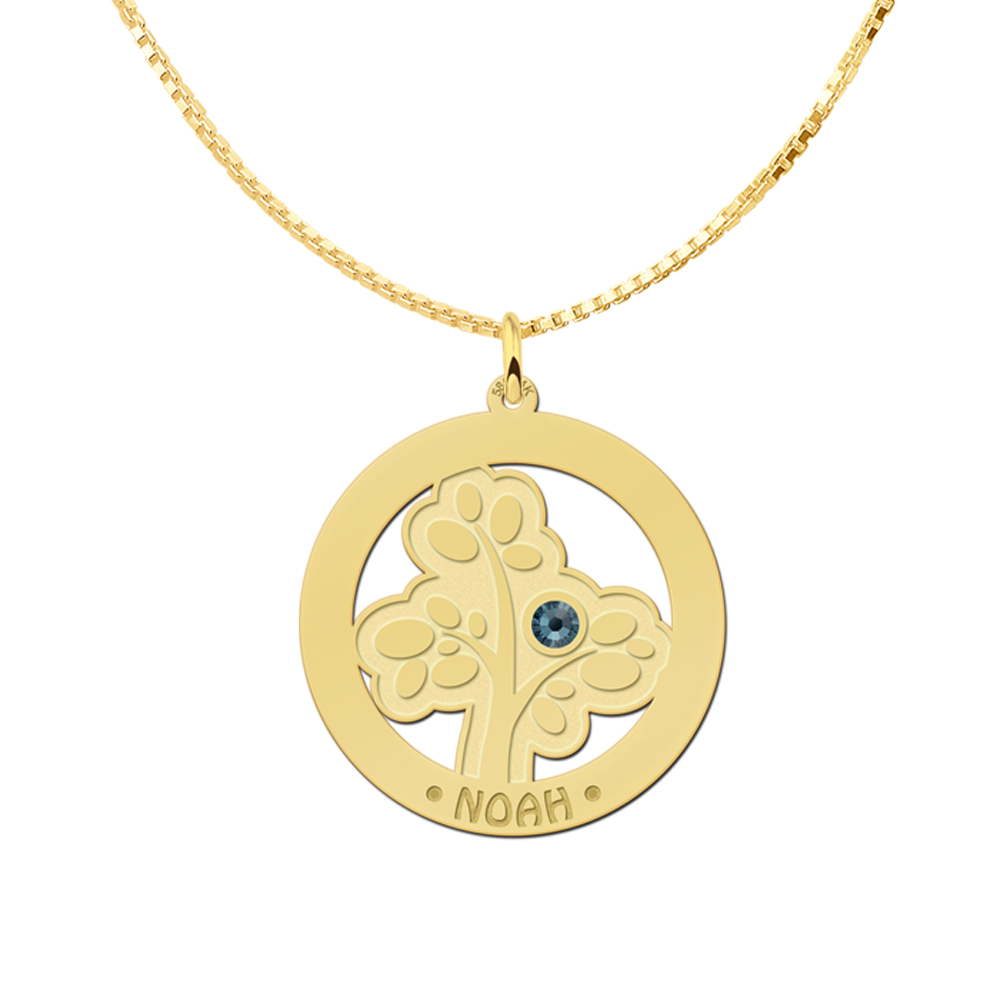 Family Tree Pendant of Gold with Birthstones