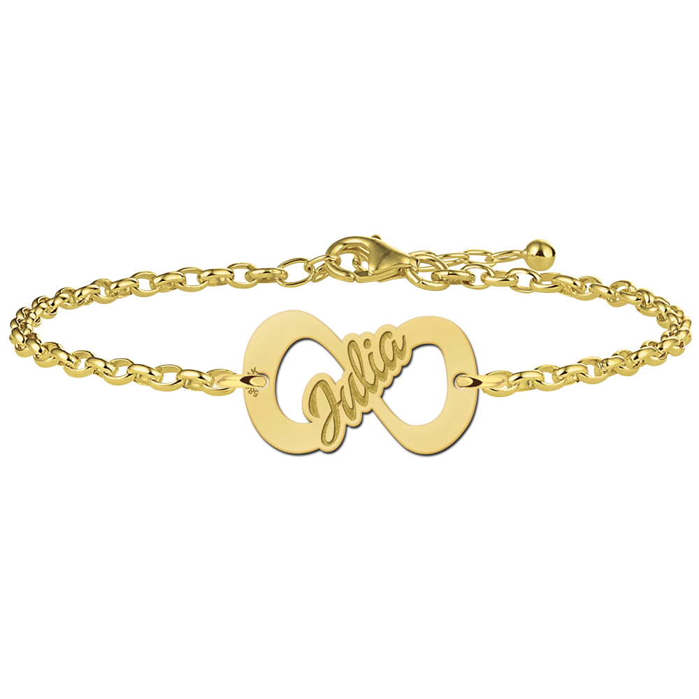 Golden infinity bracelet with name