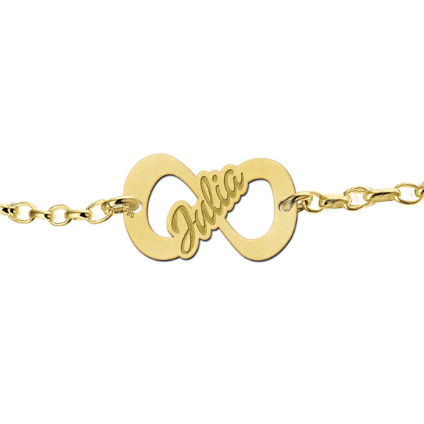Golden infinity bracelet with name