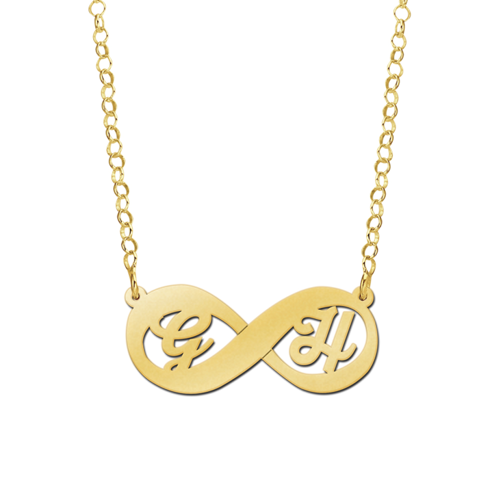 Gold infinity necklace with initials
