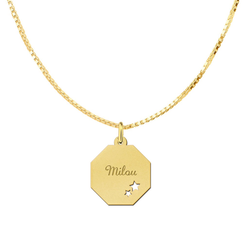 Gold-plated octagonal pendant with stars