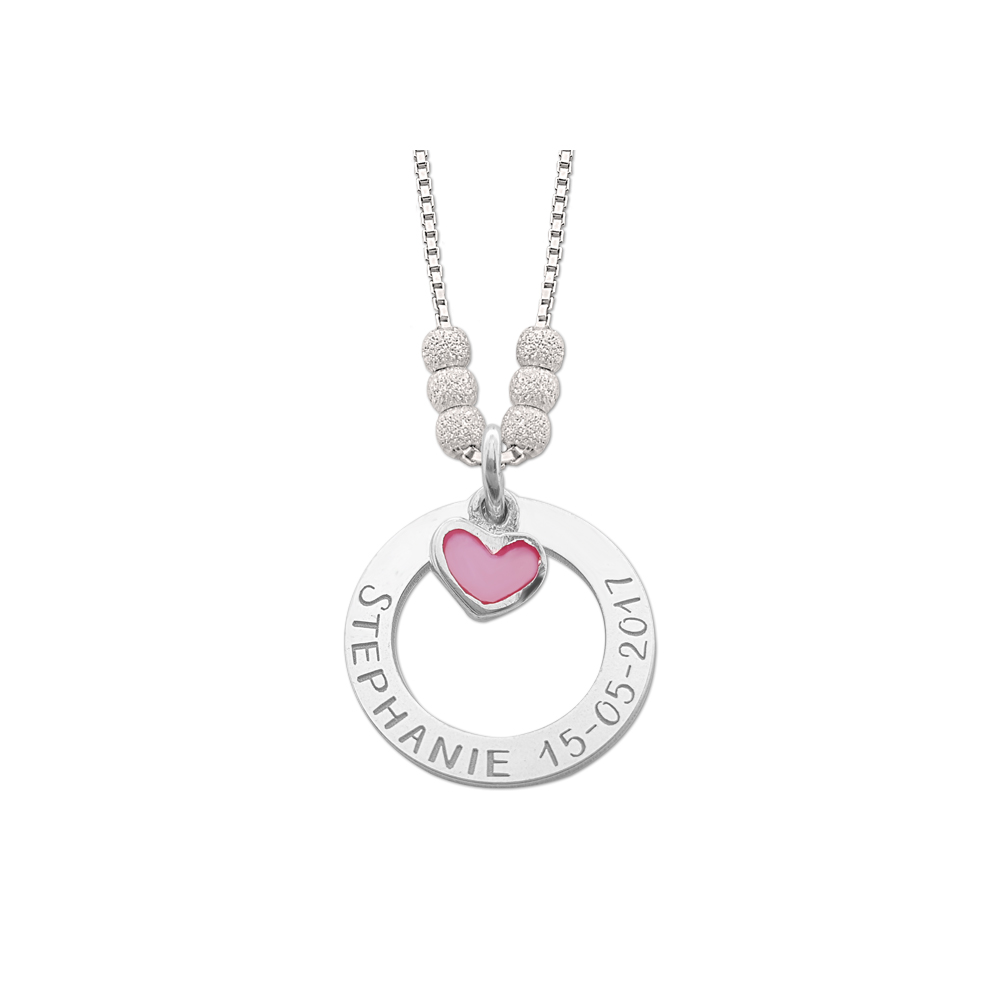 Mothers necklace with pink heart
