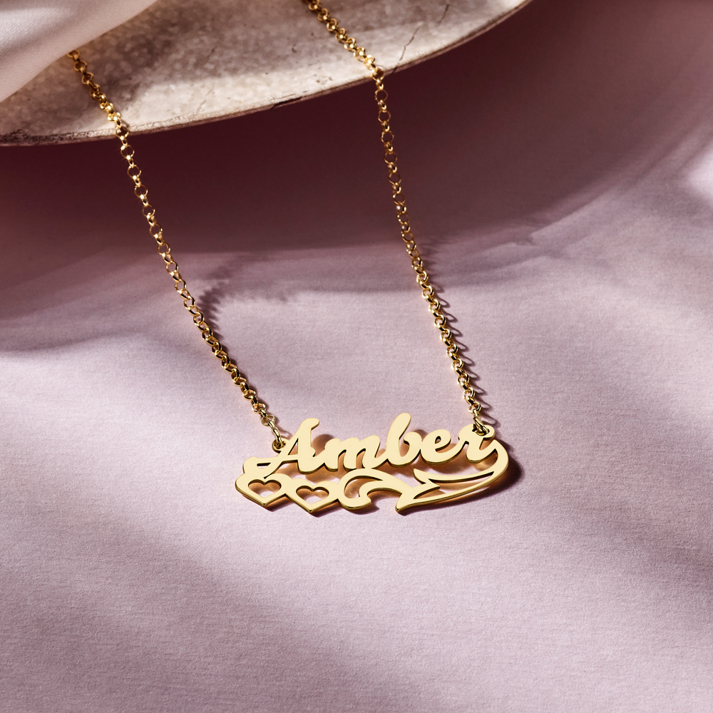 Golden Name Necklace Model Amber