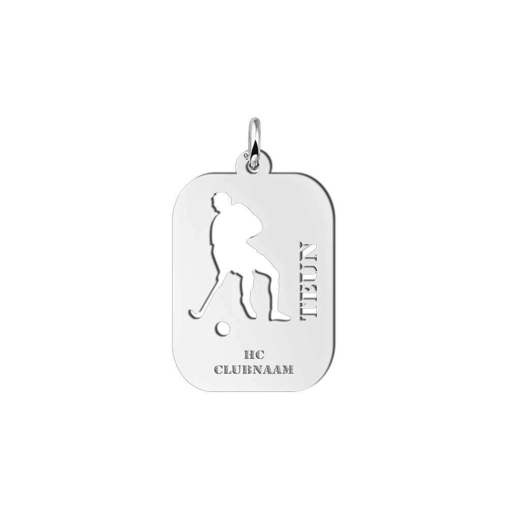 Silver field hockey pendant