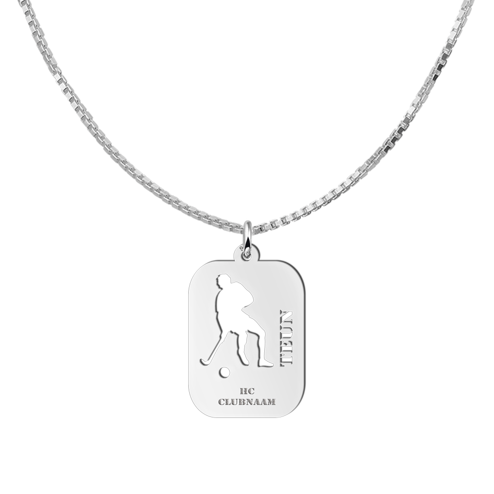 Silver field hockey pendant