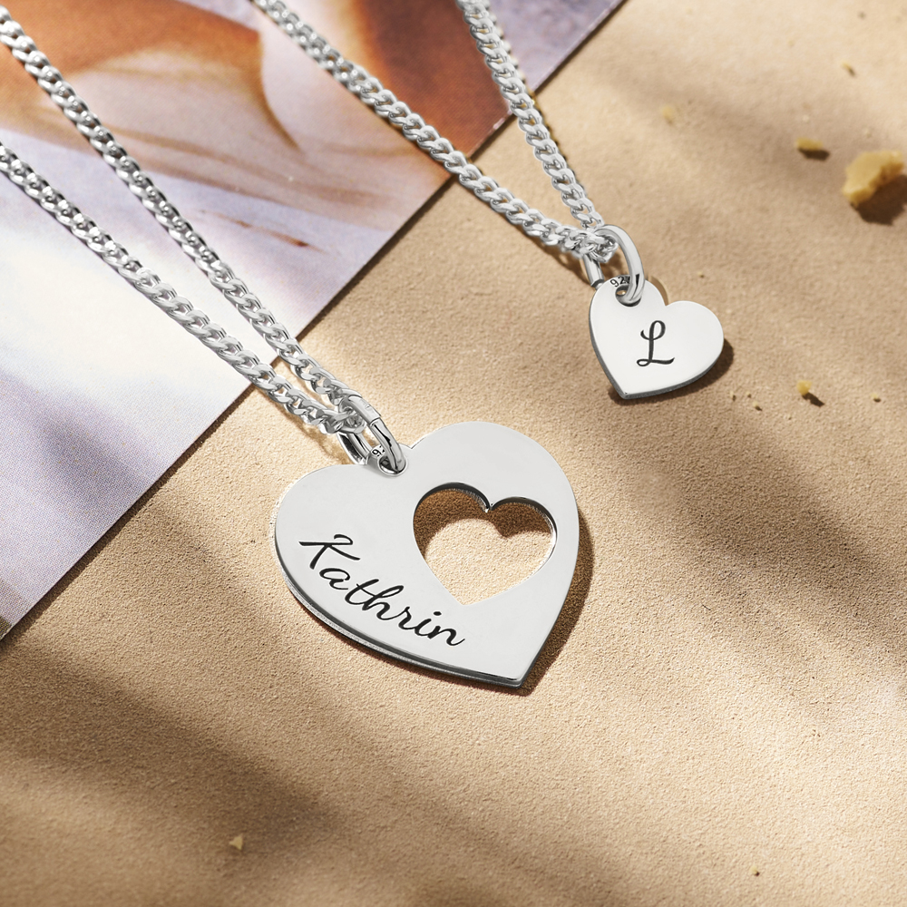 Silver friendship necklace heart