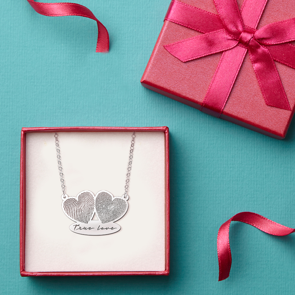 Pendant with two fingerprint and own handwriting