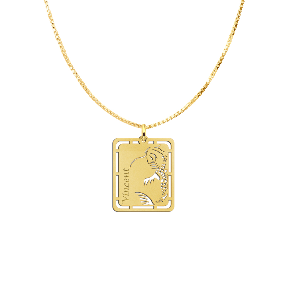 Golden Men's Pendant with Koi Carp