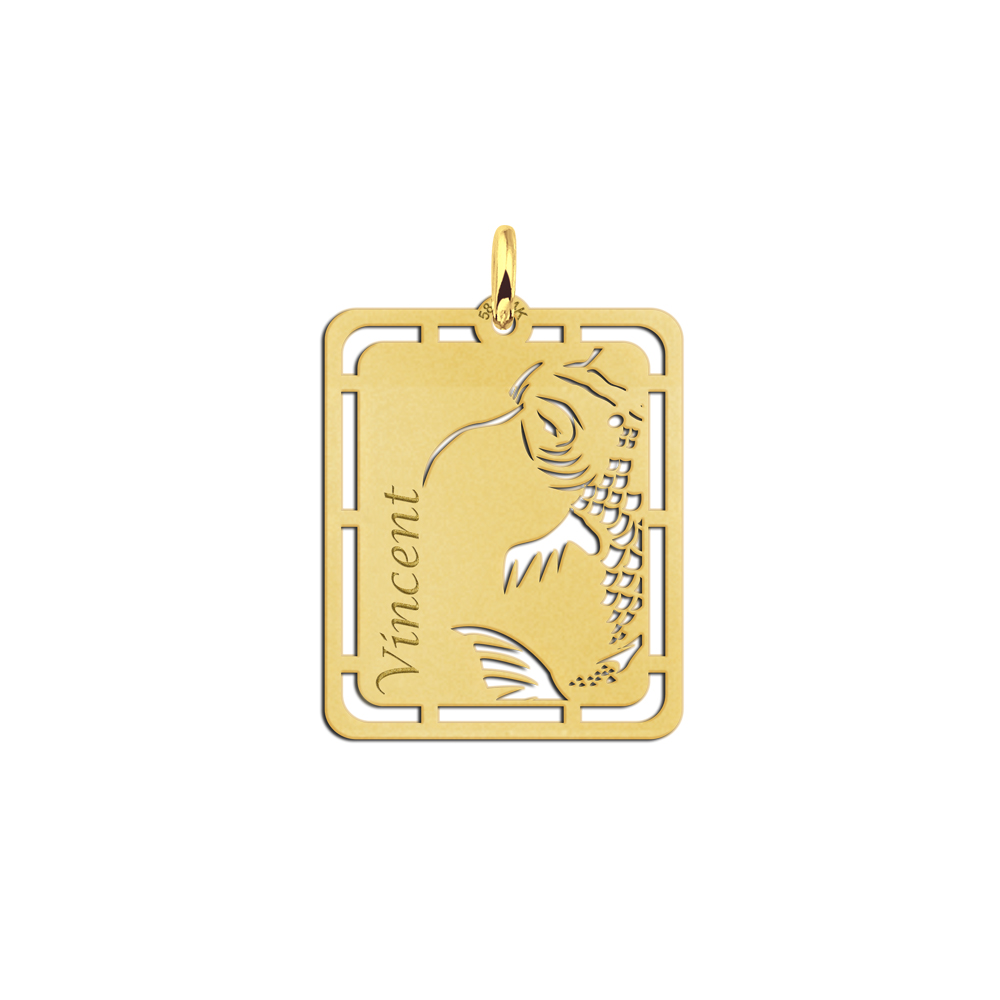 Golden Men's Pendant with Koi Carp