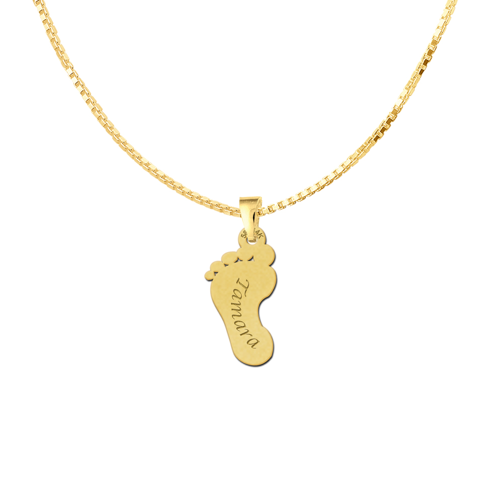 Mothers jewelry gold with one foot and engraving