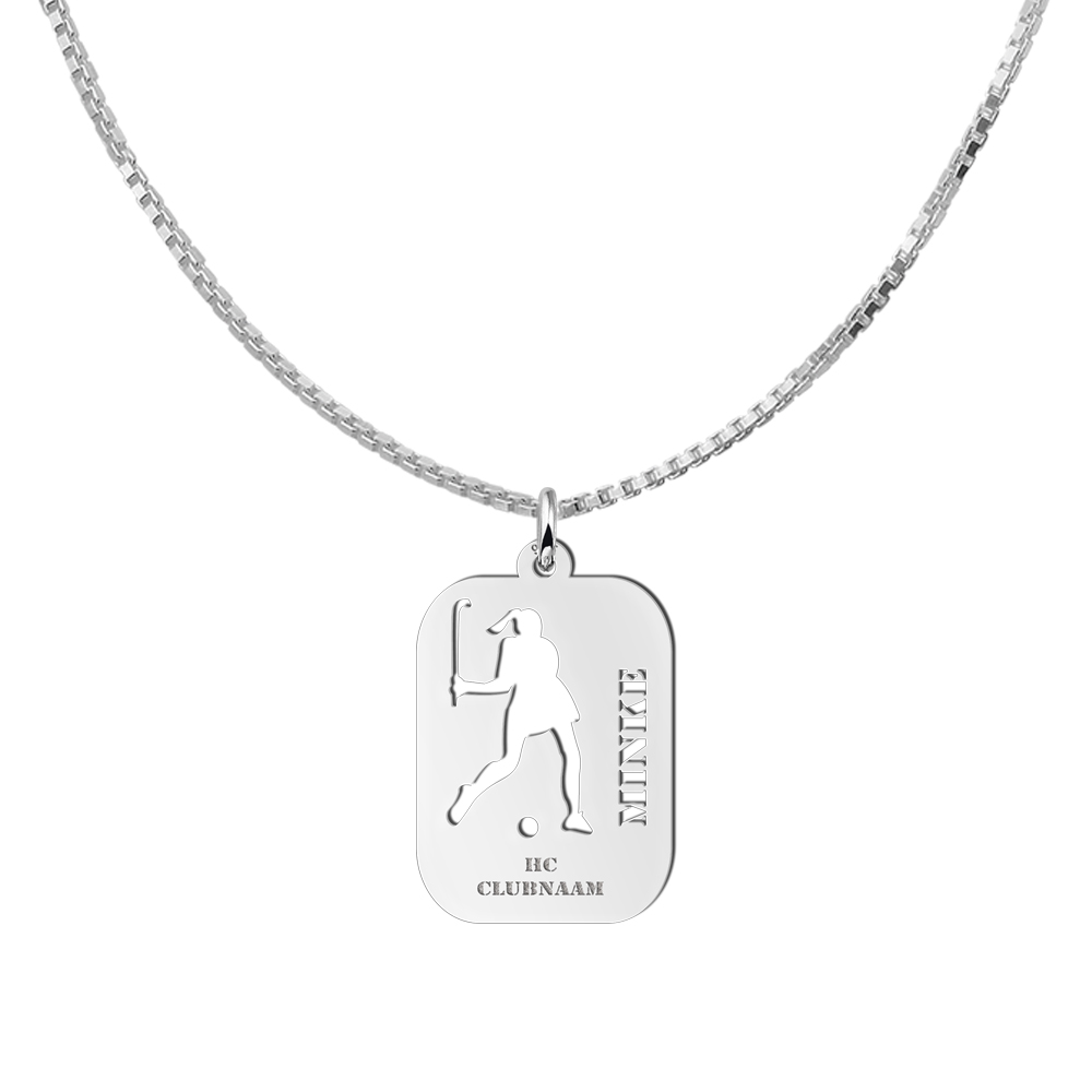 Silver field hockey pendant, ladies